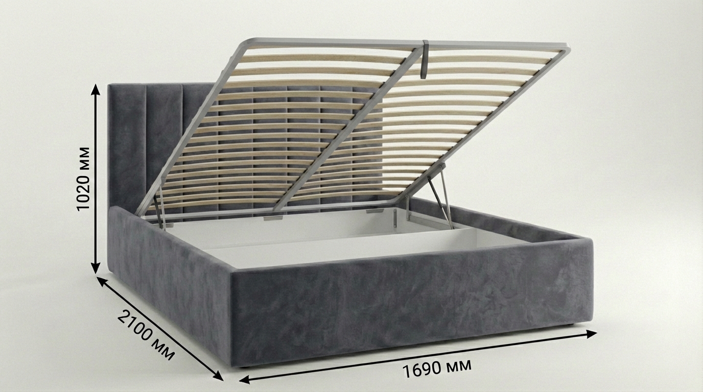 Двуспальные кровати - изображение №4 "Кровать Агата 160х200 с подъемным механизмом"  на www.Angstrem-mebel.ru